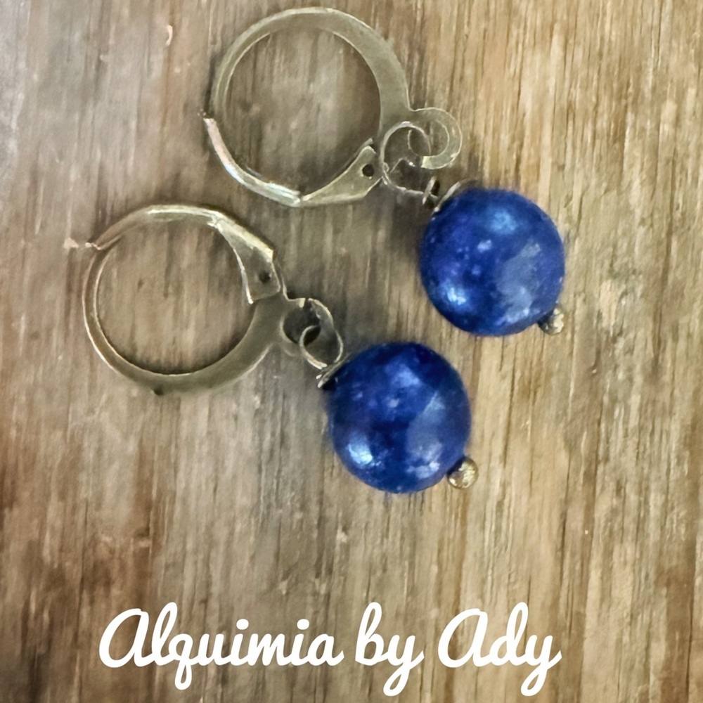 Simple lapis rustic earrings